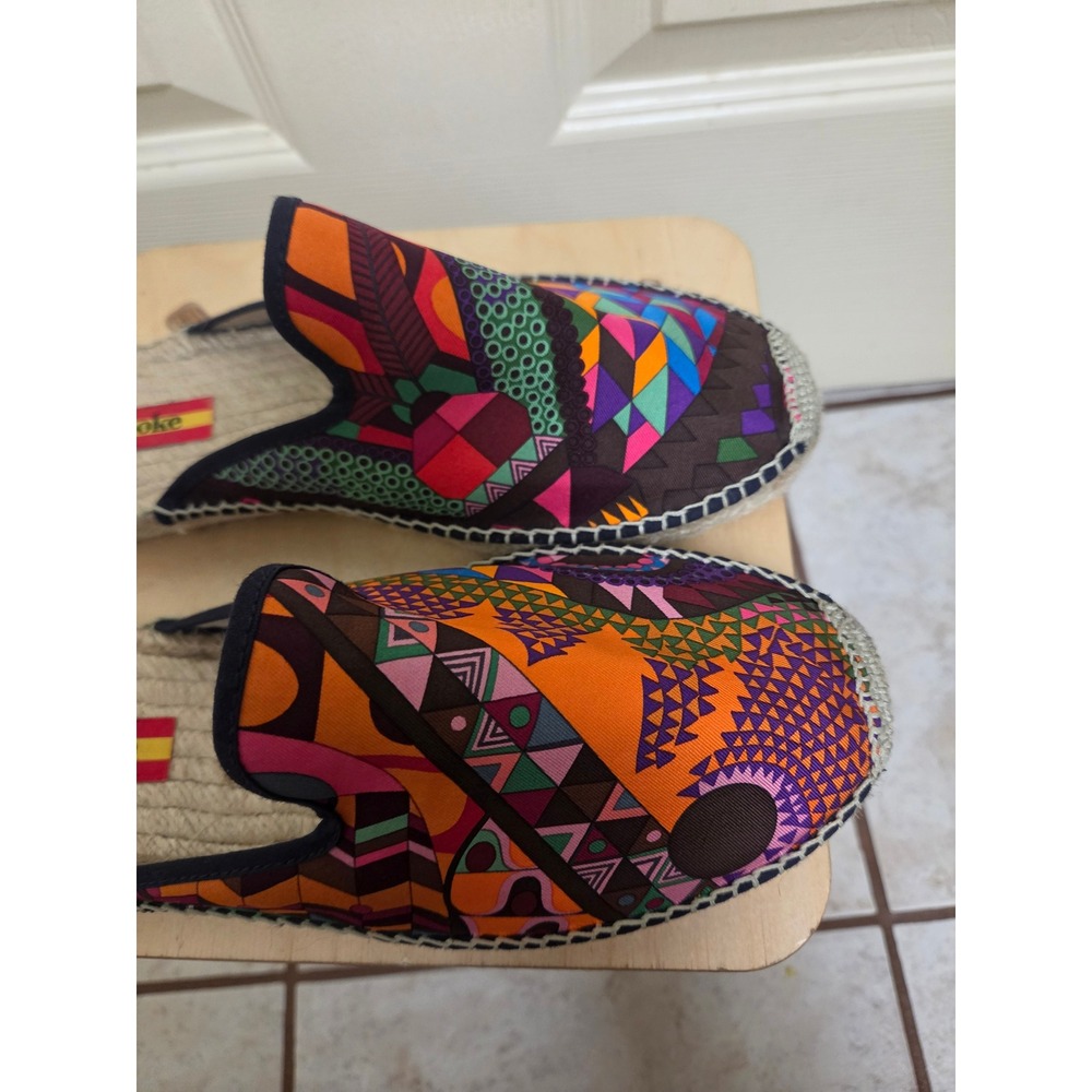 Respoke Silk hermes Scarf Espadrille Mules Multicolor Geometric Slides 39